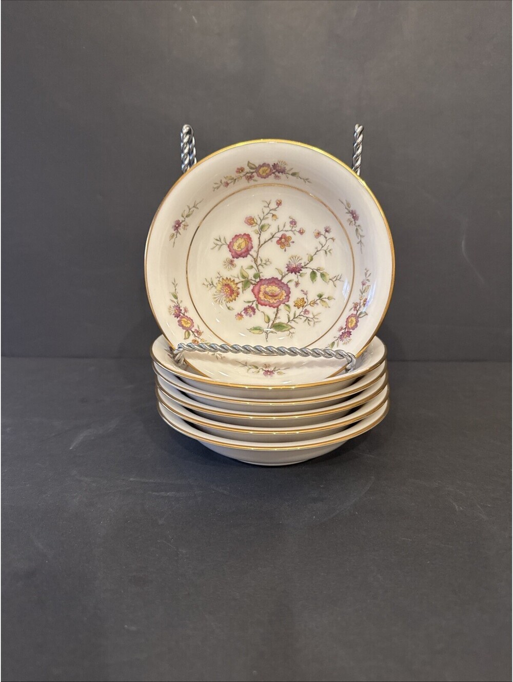 Noritake (6) Asian Song 7151 Dessert Fruit Bowls 5 1/2" Pink Flowers